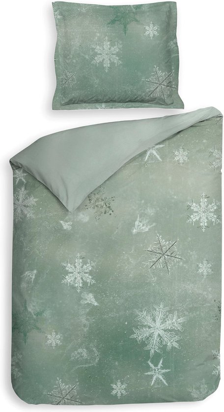 Housse de dekbedovertrek Heckett Lane Beyla Green sergé de coton 2 personnes