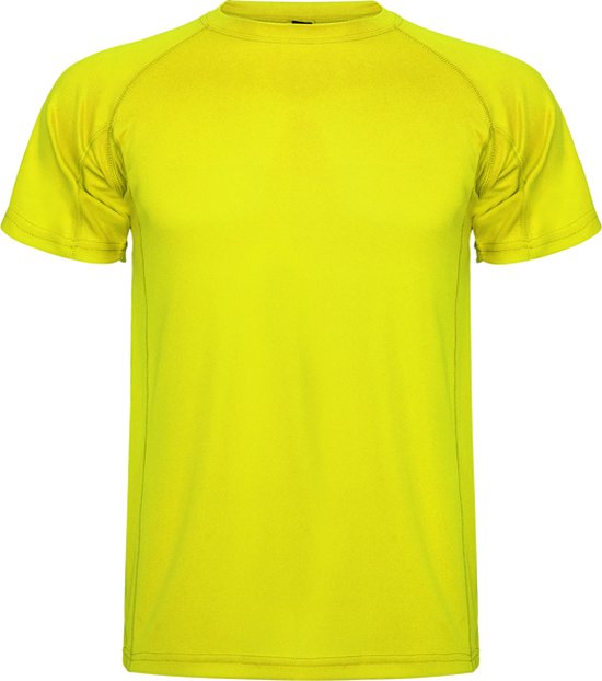 Fluor Geel 5 Pack unisex sportshirt korte mouwen MonteCarlo merk Roly maat S