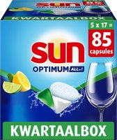 Bol.com Sun - Vaatwascapsules - Optimum - All-in 1 - Citroen - met Active Oxygen - 5 x 17 Stuks - Voordeelverpakking aanbieding