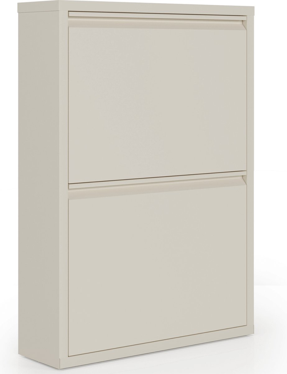 Metalen Schoenenkast Bodi – 2 Vakken – Soft Beige – Voor 4 Paar Schoenen