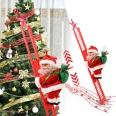 Klimmende kerstman pop op ladder – kerstboomversiering – kerstboom decoratie met muziek - kerstversiering binnen