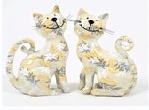 Katten set van 2 landelijke beelden in keramiek