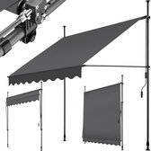 tectake - klemluifel - Zonnescherm – Zonneluifel - Verstelbaar - Klem-zonwering - Zonnescherm Balkon - 200 x 180 cm – zwartgrijs – zonwering - 404959