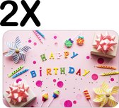 BWK Stevige Placemat - Vrolijke Roze Happy Birthday - Set van 2 Placemats - 45x30 cm - 1 mm dik Polystyreen - Afneembaar