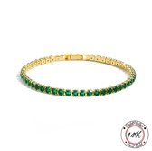 Borasi Tennis Armband Groen | 14K Goldplated | 17 CM | Zirkonia Stenen | Vrouwen Armband | Dames Armband | Cadeau Voor Haar | Elegante Armband | Best Verkochte Sieraden | Moederdag Cadeautje