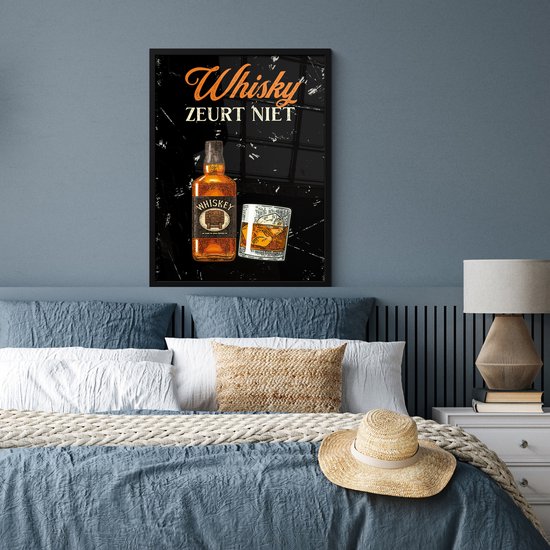 Cadre photo avec affiche - Whisky - Bouteille - Vintage - 60x80 cm - Cadre pour affiche
