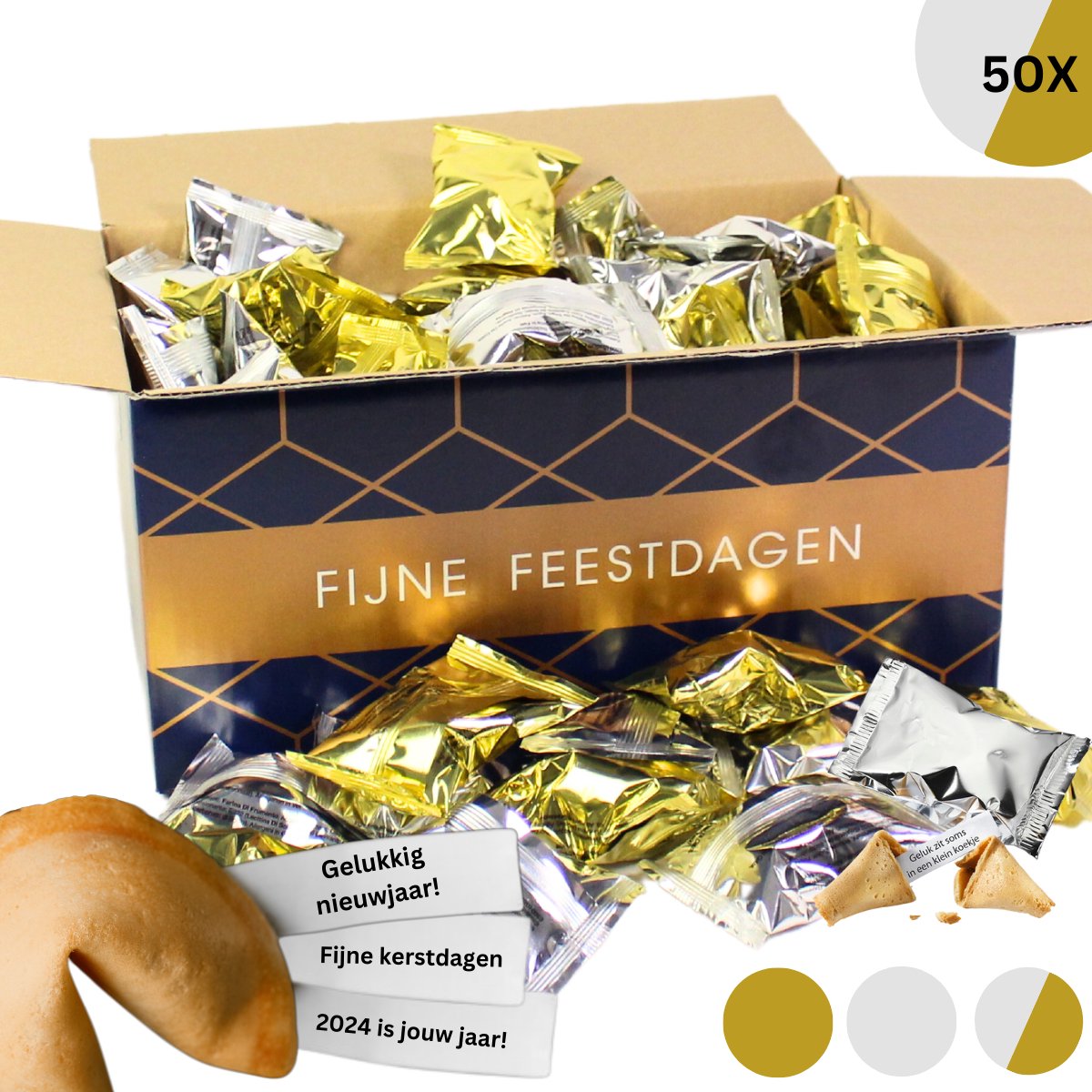 Fortune Factory Fortune Cookies - gelukskoekjes met Nederlandse tekst - 50 stuks