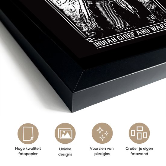Cadre photo avec affiche - Indien - Vintage - Zwart - Wit - 20x30 cm - Cadre pour affiche