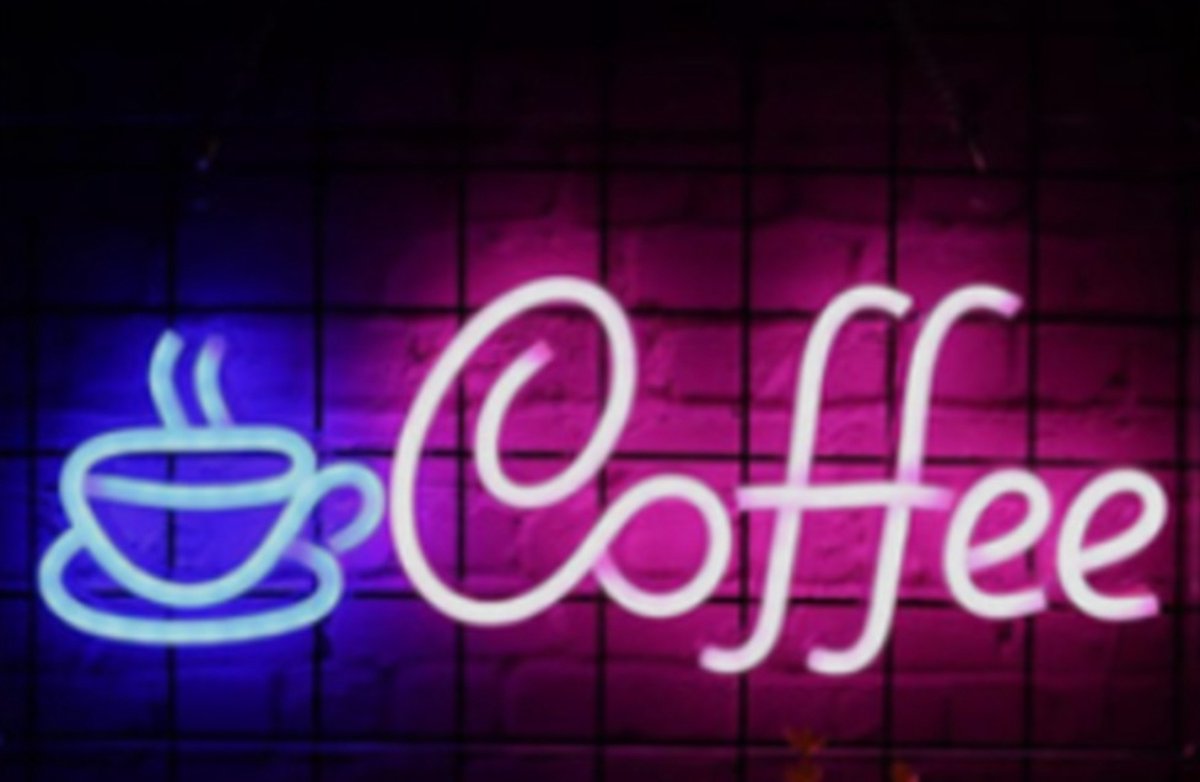 Groenovatie LED Neon Wandlamp "Coffee" - Op USB - 42x22x2cm - Blauw/Roze
