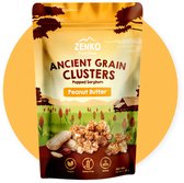ZENKO Ancient Grain Clusters - Peanut Butter (8x35g) | Vegan, glutenvrij, 14% proteïne | Healthy snack | Better than popcorn!