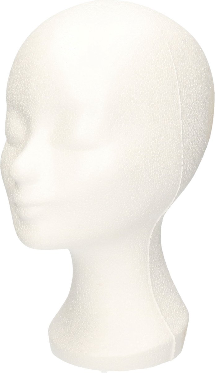 Faram Party Paspop display etalage hoofd/mannequin - 4x - 30 cm - piepschuim - wit - voor hoeden/pruiken/accessoires — afbeelding 2
