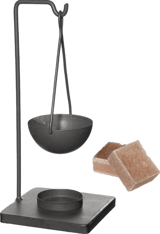 Ideas4seasons Amberblokjes/geurblokjes cadeauset - sandelhout geur - inclusief geurbrander