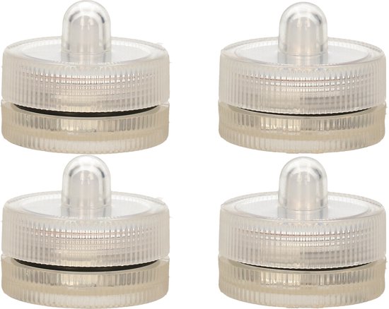 Ideas4Seasons LED waxinelichtjes/theelichtjes voor onder water - set van 4x - helder wit - zinkend