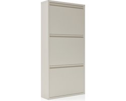 Metalen Schoenenkast Bodi – 3 Vakken – Soft Beige – Voor 6 Paar Schoenen