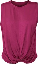 Namastae® Yoga kleding dames | Yoga shirt dames | Sport top met knoopdetail | Kort topje | Donker bordeaux | Maat 36 | Maat S