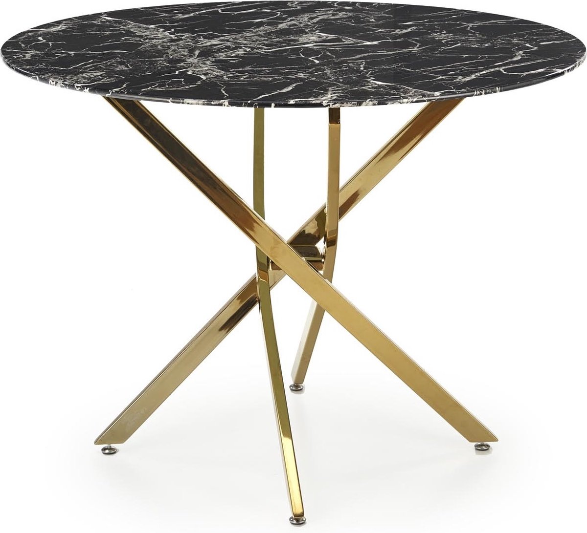 home style Glazen eettafel Raymond 100 cm breed marmer zwart