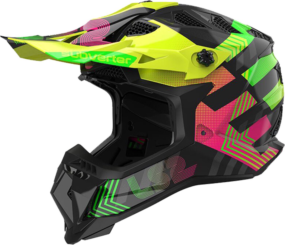 LS2 Helm Subverter Evo Chromatic II MX700 zwart / fluor geel maat L