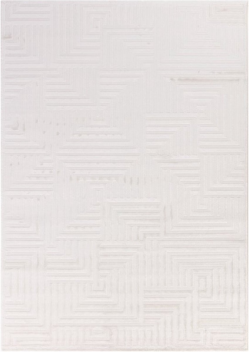 flycarpets Cara Modern Japandi Cubico Vloerkleed - Creme - 120x170 cm