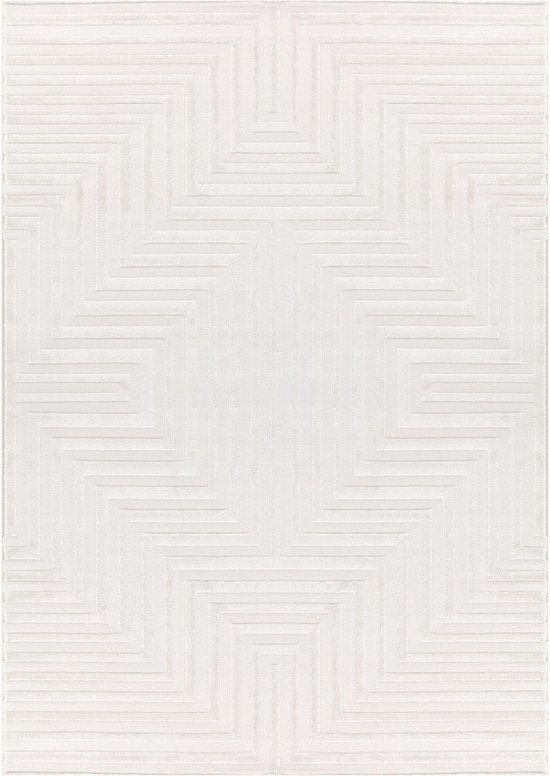Flycarpets Cara Modern Japandi Labyrinth Vloerkleed - Creme - 280x370 cm