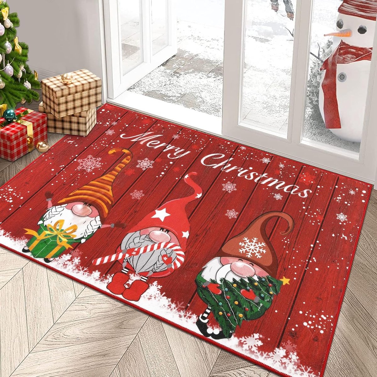 ZoneYan Sneeuwman Voetmat Kerstmis, 40×60cm, Deurmat Kerstdecoratie
