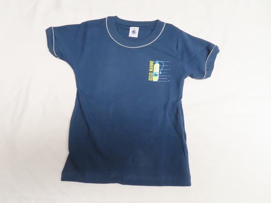Petit Bateau - Onderhemd - T-shirt korte mouw - Marine - 8jaar 126