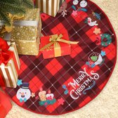 36 inch kerstboom rok, rode kerstboom rokken met sneeuwvlok kerstman boerderij kerstboom mat ornamenten voor binnen buiten Xmas vakantie feest Nieuwjaar decoratie (rood-B)