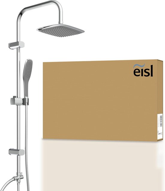 EISL EASY DELUXE doucheset, douchesysteem zonder armatuur 2-in-1 met grote roestvrijstalen regendouche (300 x 300 mm) en handdouche, regendouche zonder armatuur, ideaal om achteraf in te bouwen, incl