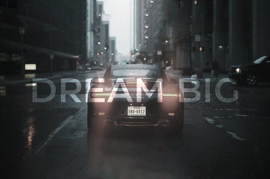 Dream Big Poster | Dream Big Quote | Sportauto Poster | 91x61cm | Wanddecoratie | Muurposter | Geschikt om in te lijsten