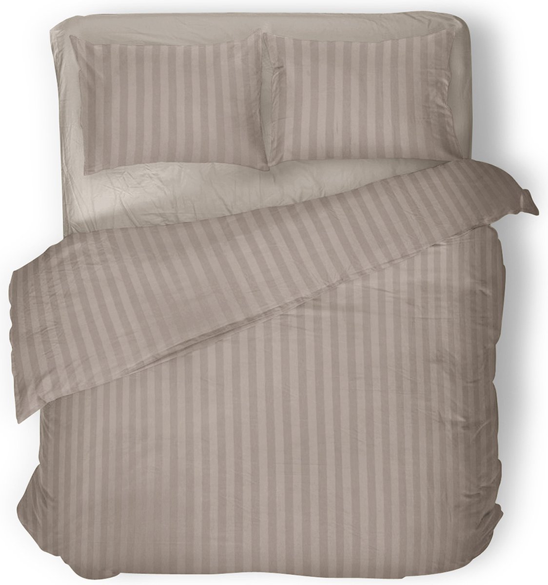 Eleganzzz Dekbedovertrek Uni - Sand - Dekbedovertrek 200x200/220cm - Satijnstreep / Satijn Streep - Hotel Kwaliteit Satin Stripe - Dekbedovertrekken