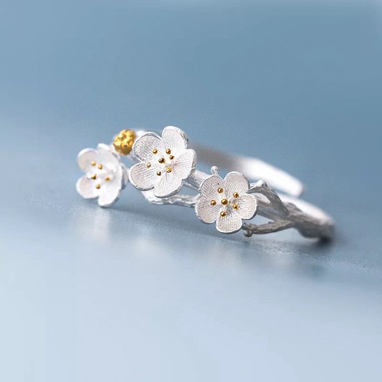 Gading® dames ring met bloemen-zilver 925-onesize ring
