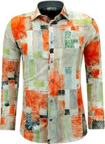 Heren Overhemden met Kleurrijke Prints - 3146 - Bruin