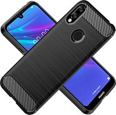 DrPhone BCR1 Hoesje - Geborsteld TPU case - Ultimate Drop Proof Siliconen Case - Carbon fiber Look - Geschikt voor Huawei P Smart 2019