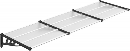 vidaXL Auvent de porte 297,5 x 90 cm Polycarbonate Noir et Transparent