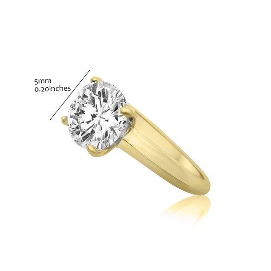 Velini jewels-R5171G-60 -Verlovingsring -925 Zilver gerodineerdCubic Zirkonia 5MM Center stone