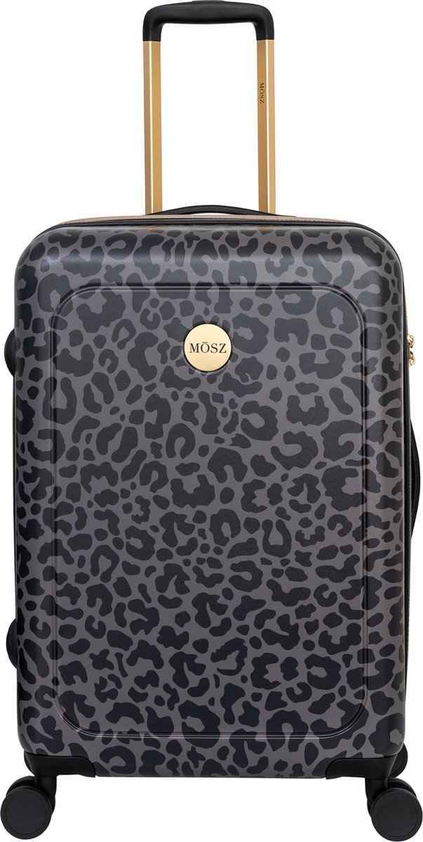 MŌSZ Panterprint Middenmaat koffer zwart - 66 cm