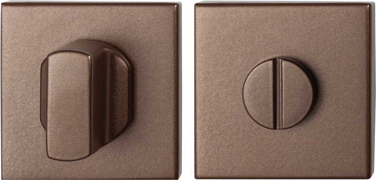 Toiletgarnituur 50x50x8 mm stift 8 mm Bronze blend grote knop