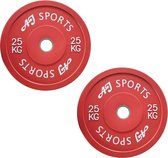 AJ- Sports Plaque de poids en caoutchouc 25kg 2 pièces - plaques de poids 50 mm - Ensemble de poids - Haltères - Banc de musculation - Entraînement - Fitness - Musculation