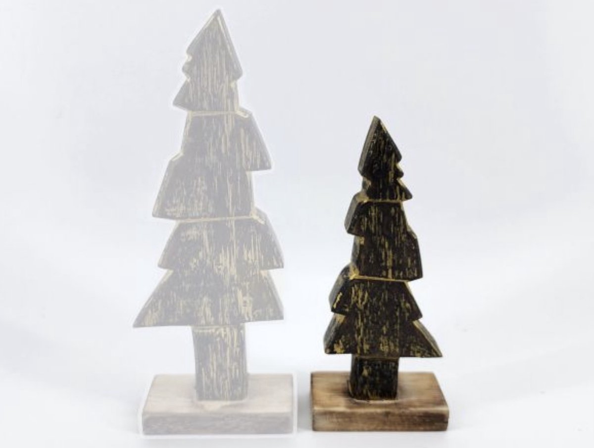 Woodart decoratieve kerstboom 18x8 zwart goud