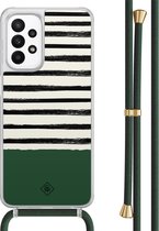 Casimoda® hoesje met groen koord - Geschikt voor Samsung A23 - Green Stripes - Afneembaar koord - TPU/acryl - Groen