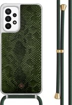 Casimoda® hoesje met groen koord - Geschikt voor Samsung A23 - Snake Mix - Afneembaar koord - TPU/acryl - Groen
