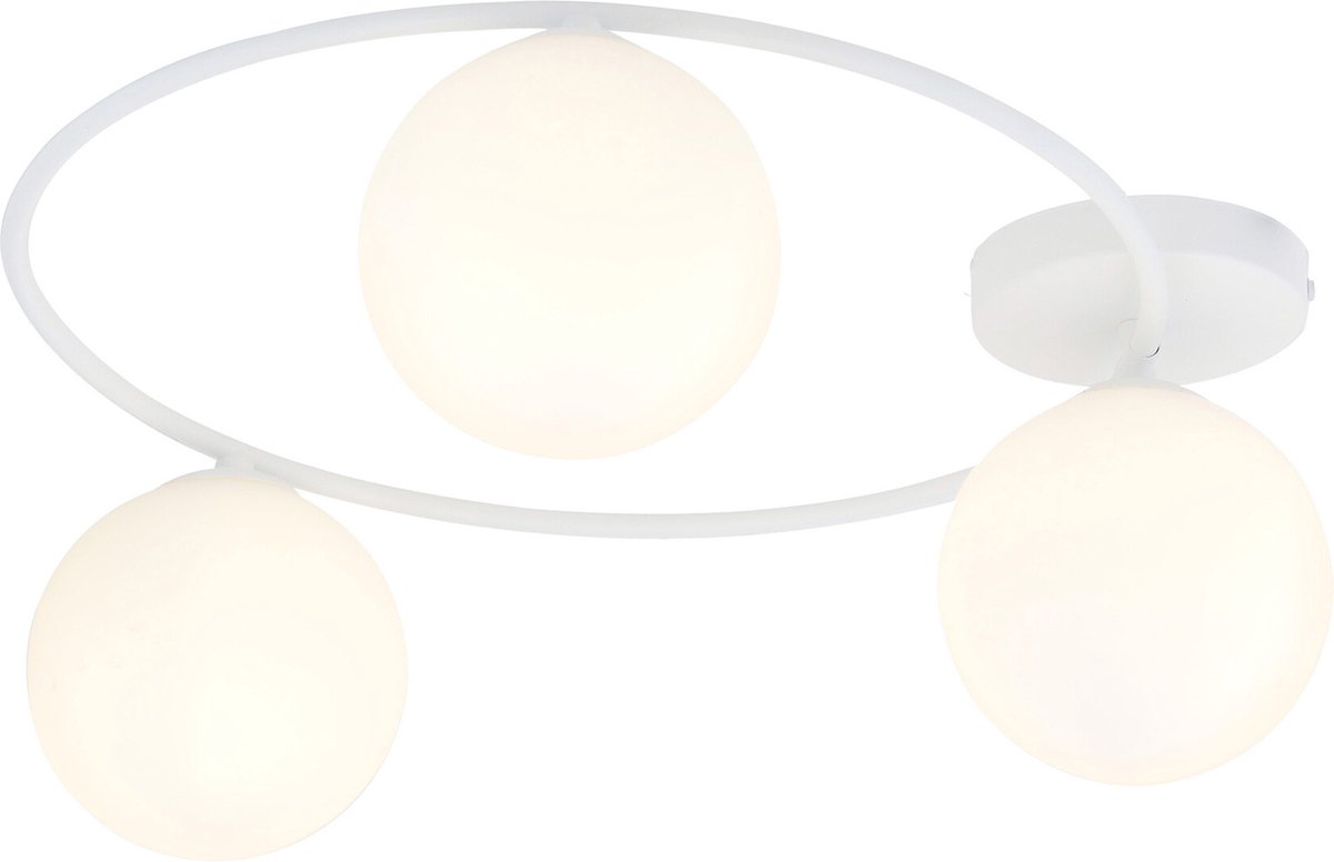 Emibig Knappe 3x E14 plafondlamp wit met melkglas bollen - Elegante verlichting voor elk interieur