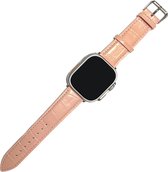 MNCdigi - Echt leren band - Roze - Voor 42mm - 44mm - 45mm - 49mm iWatch - Lederen smartwatchband van echt leer - Voor Apple Watch Ultra 9 8 7 6 5 4 3 2 1 SE grote modellen