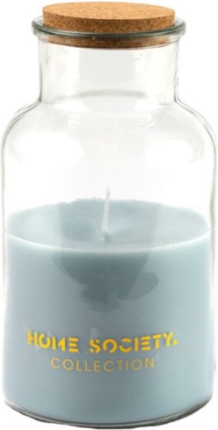 Home Society Kaars in Glas - Blauw - 20 cm