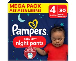 Pampers - Baby Dry Night Pants - Maat 4 - Mega Pack - 80 stuks - 9/15 KG