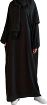 Livano Abaya - Vêtements de prière Femmes - Vêtements Islamiques - Jilbab - Khimar - Femme - Alhamdulillah - Zwart