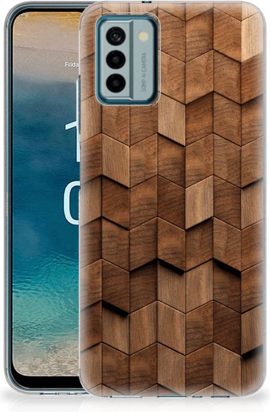 Bumper Hoesje geschikt voor Nokia G22 Wooden Cubes