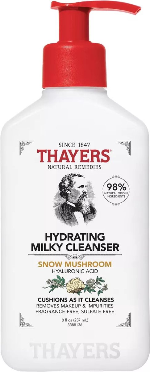 THAYERS - Milky Face Cleanser – Hydraterend met Hyaluronzuur – Voor Droge en Gevoelige Huid – Parabeenvrij – 237 ml