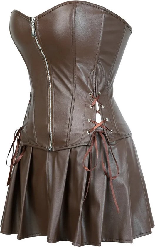 Bruin sexy corset met rok gothic style maat Large | bol