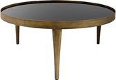 Bijzettafel Goud L, Salontafel, Onyx rond, 90x39 cm , koffietafel, 3 potige grote tafel, bronzen effect, glasplaat, goud