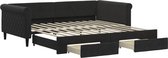 vidaXL - Slaapbank - met - onderschuifbed - en - lades - 100x200 - cm - fluweel - zwart